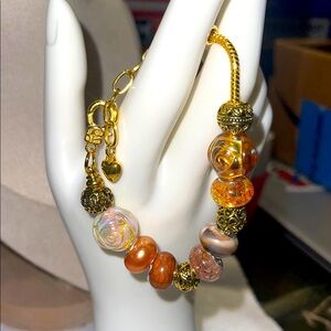 Elegant Gold and Brown Beaded Bracelet